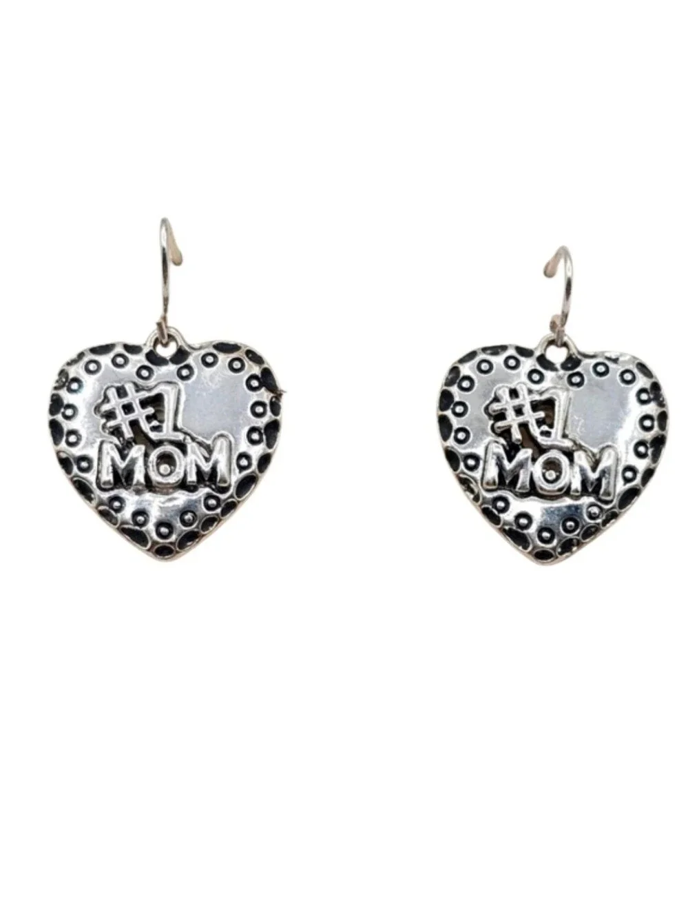 #1 Mom Heart Earrings